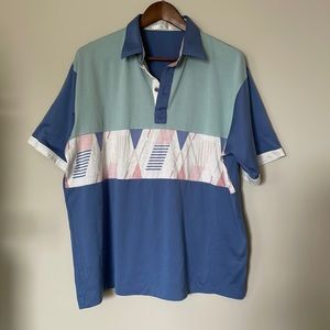 Vintage St Michael leisurewear colour block golf shirt XL